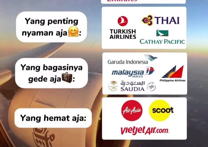 Pilih Maskapai Sesuai Karakter Kamu