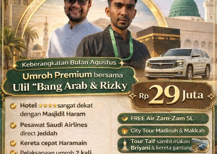 Umroh Premium Agustus 2026 Bersama Getrihlah Hotel Dekat Masjidil Haram & City Tour Lengkap